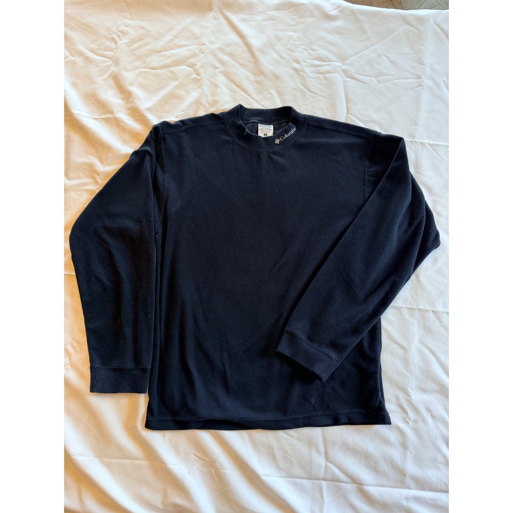 Columbia Mens Fleece Pullover Mock Neck Long Sleeve Shirt Black Size Medium